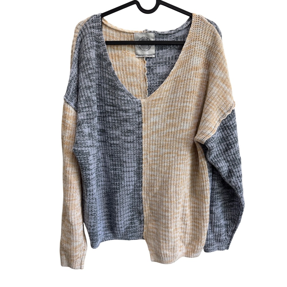 Urban Outfitters‎ Sweater Knit Pullover Colorblock Oversized V Neck Knitwear